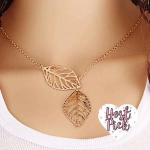 ‼️3/$30 Dainty Leaf Lariat Gold Necklace